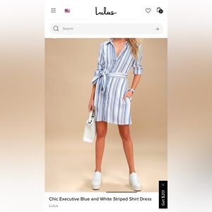 Lulu’s Striped Blue and White Shirt Dress; SIZE L